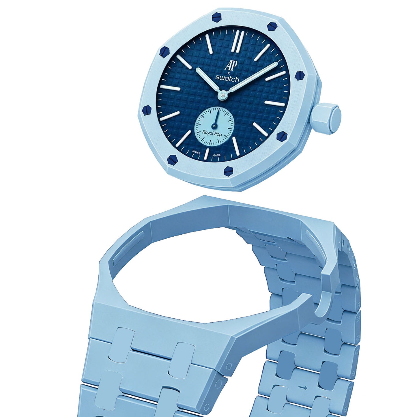 (Pre-order) Jessenia Original - Ceramic Case & Integrated Bracelet for Swatch x AP Royal Pop - Lan Ba