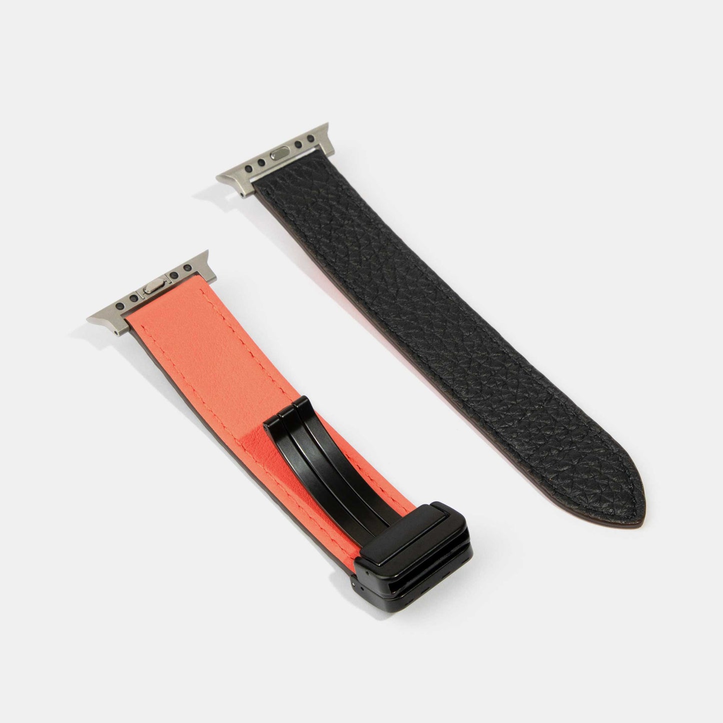 Reversible 2.0 Magnetic Leather Apple Watch Band (Tool-Free) | Orange and Black Details