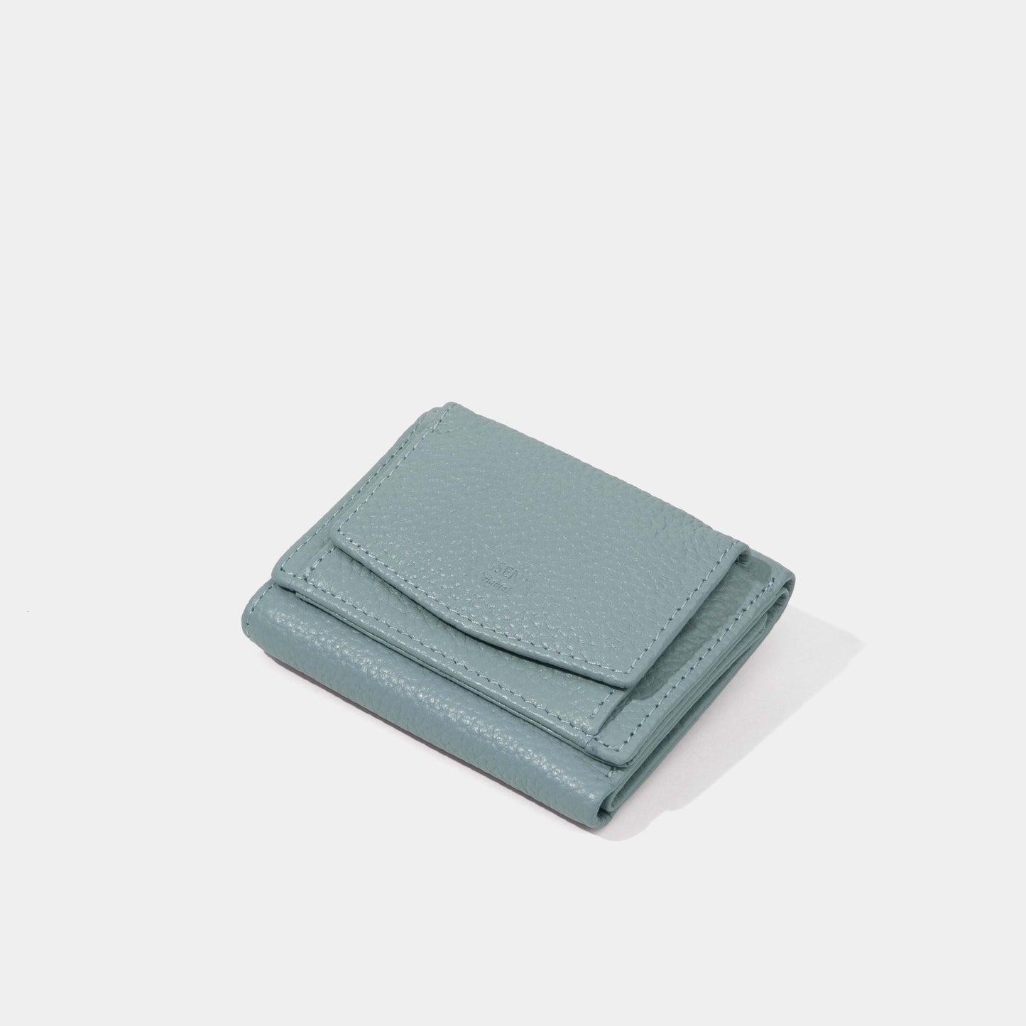 Coins Purse-Leather Coins Purse-Light Blue-Front
