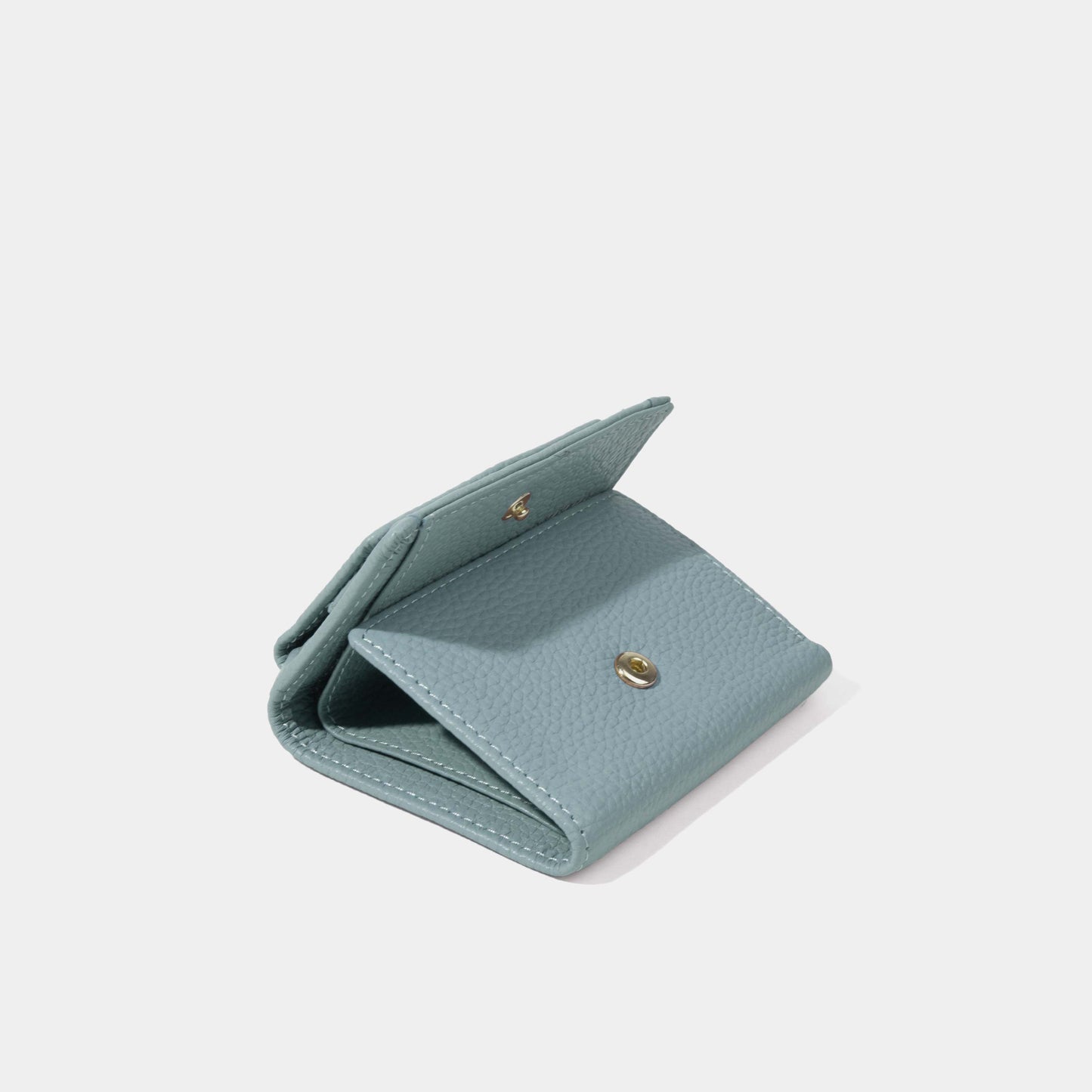 Coins Purse-Leather Coins Purse-Light Blue-Unfolded