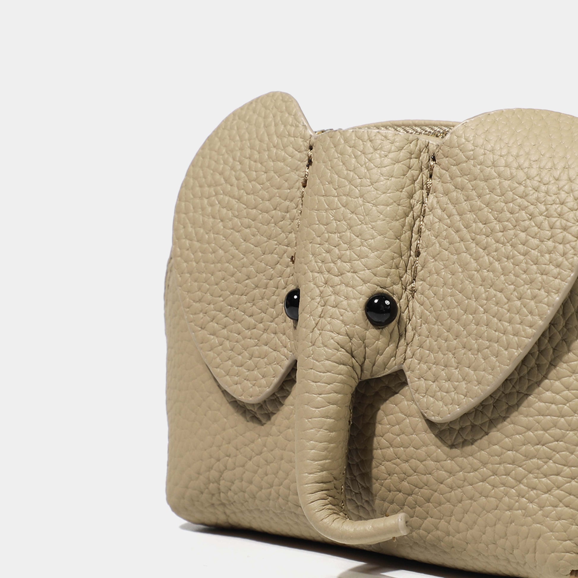 Elephant Leather Coins Purse-Calf Leather Coins Purse-Beige