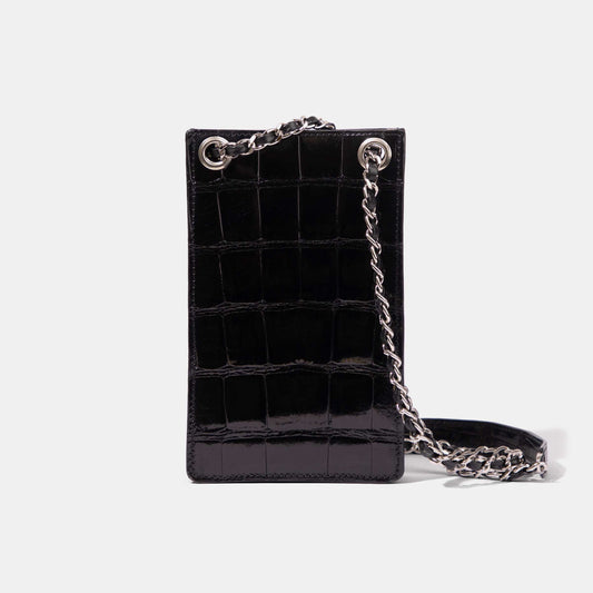 Black Alligator Phone Bag | Crocodile Leather