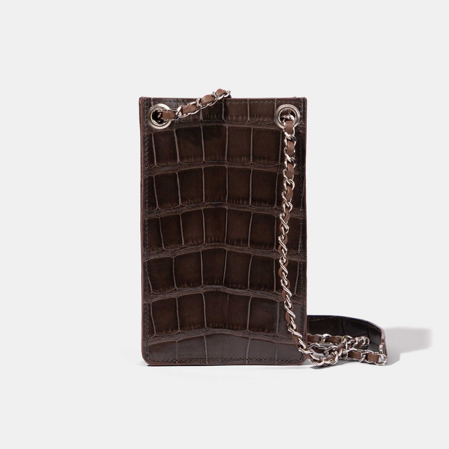 Brown Alligator Phone Bag | Crocodile Leather