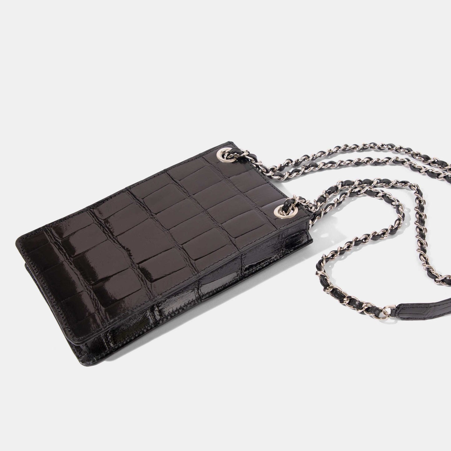 Black Alligator Phone Bag | Crocodile Leather