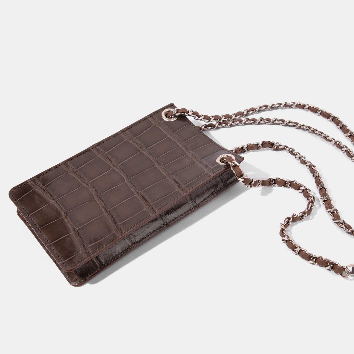 Brown Alligator Phone Bag | Crocodile Leather