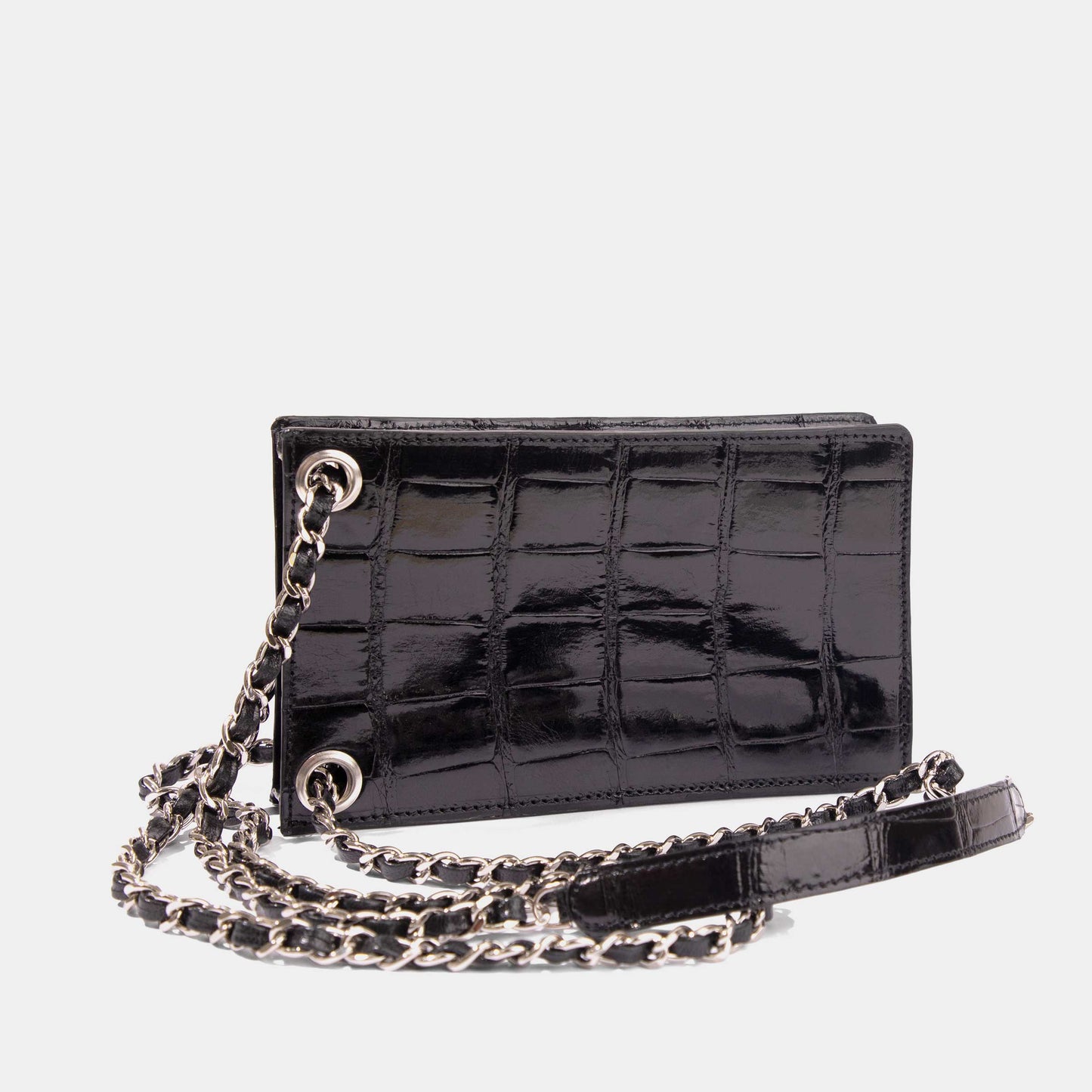 Black Alligator Phone Bag | Crocodile Leather