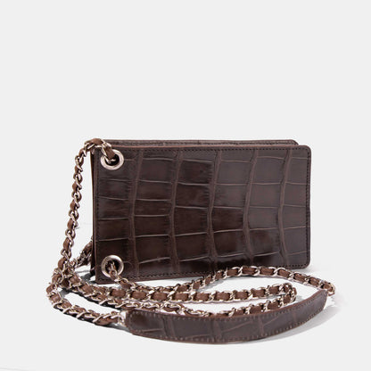 Brown Alligator Phone Bag | Crocodile Leather