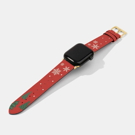 Winter Snowflake & Christmas Tree Pattern Watch Strap | Christmas Apple Watch Strap