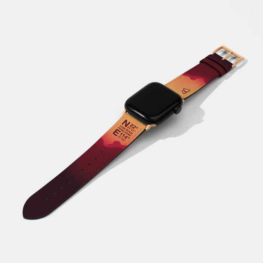 Lion Rock Printed Red Watch Strap | Apple Watch Strap