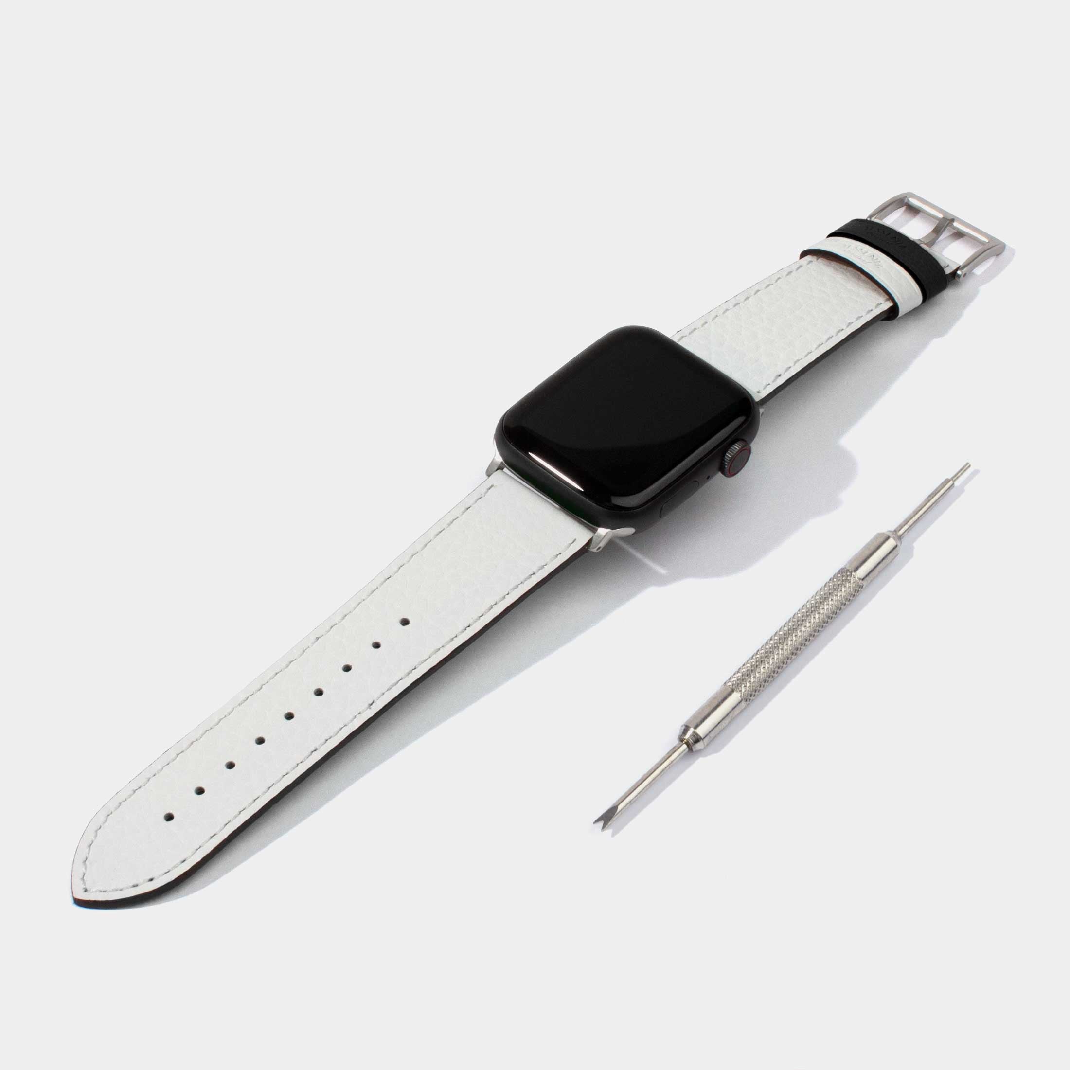 Double sided Calf Strap Black White Reversible Watch Strap