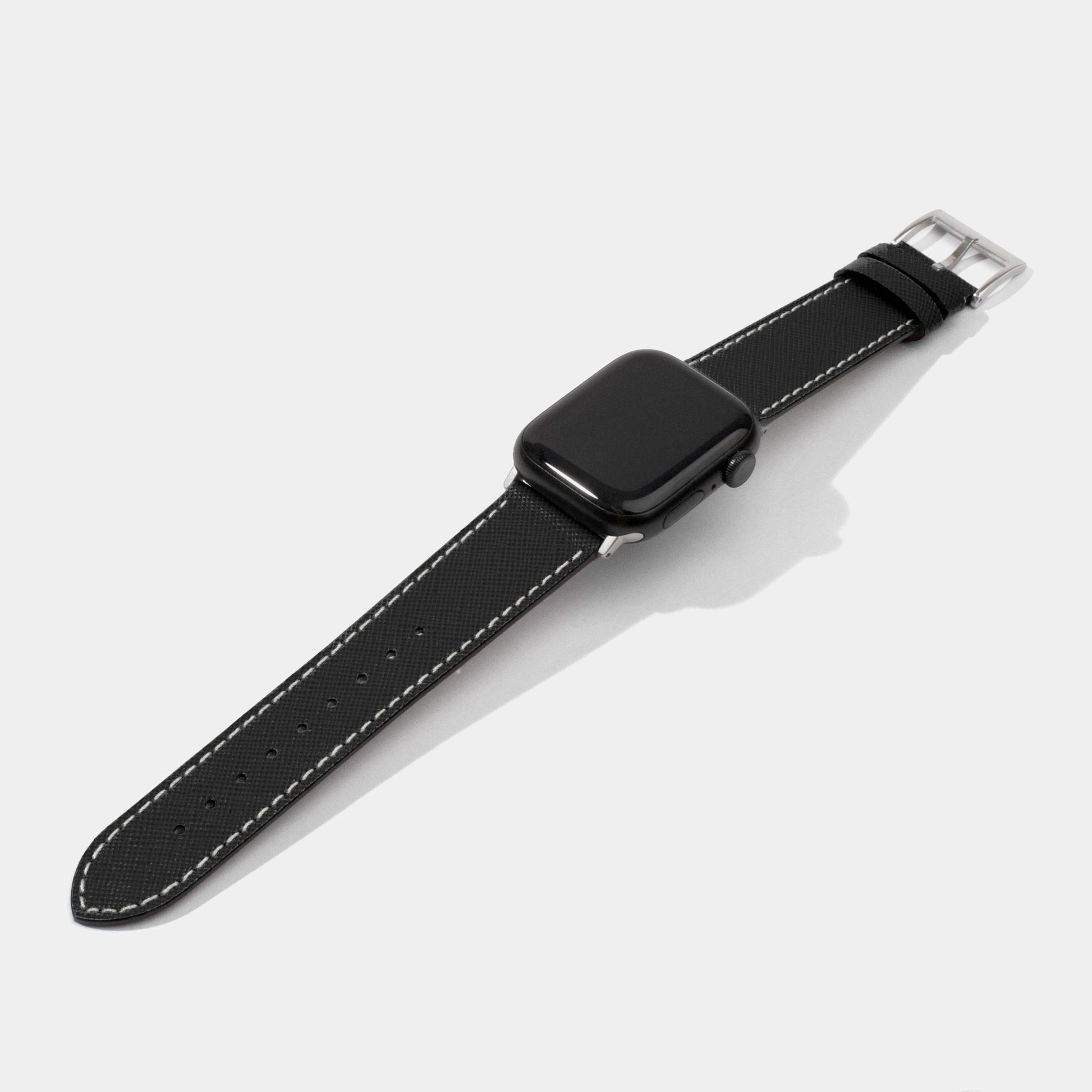 Saffiano Calf Leather Replacement Strap | Apple Watch Strap | Black