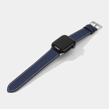 Saffiano Calf Leather Replacement Strap | Apple Watch Strap | Blue
