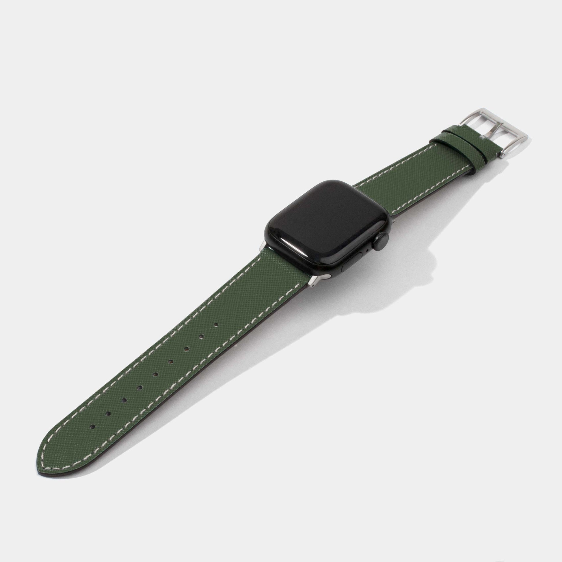 Saffiano Calf Leather Replacement Strap | Apple Watch Strap | Dark Green