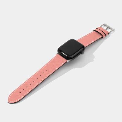 Saffiano Calf Leather Replacement Strap | Apple Watch Strap | Pink