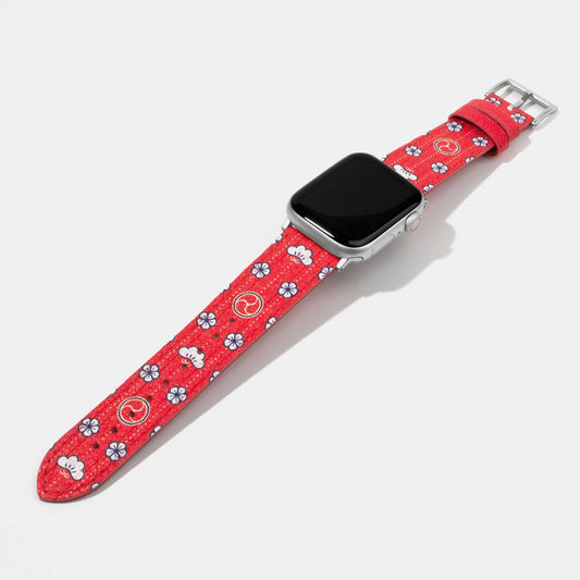 日本AppleWatch錶帶-日本錶帶-紅色櫻花圖案錶帶