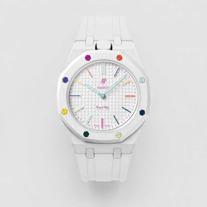 (Pre-order) Jessenia Original Wrist Case & Silicone Strap for Swatch x AP Royal Pop - Hult Blanc