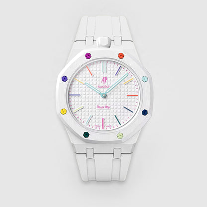 (Pre-order) Jessenia Original Wrist Case & Silicone Strap for Swatch x AP Royal Pop - Hult Blanc