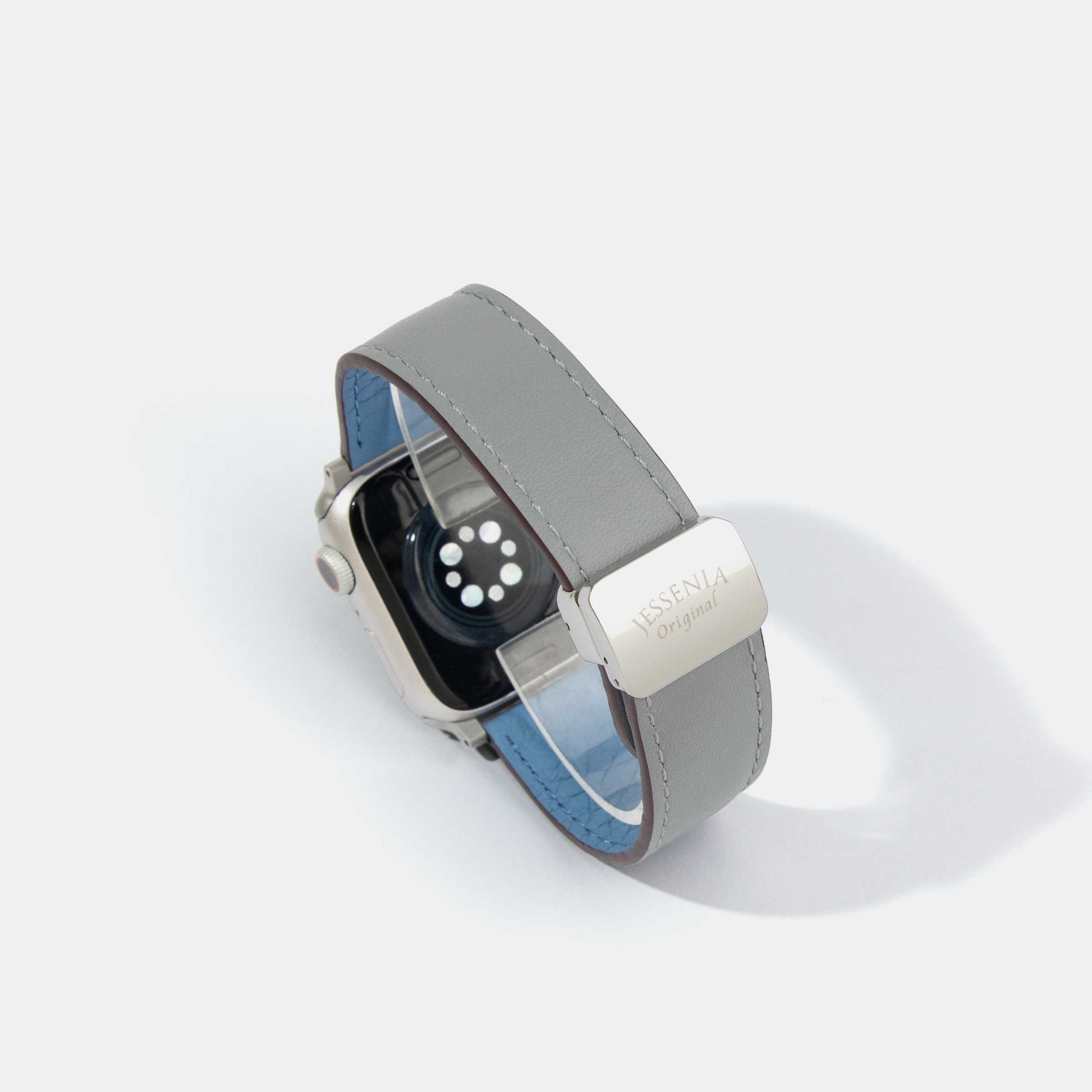 Reversible 2.0 Magnetic Leather Apple Watch Band (Tool-Free) | Blue and Grey Back Side