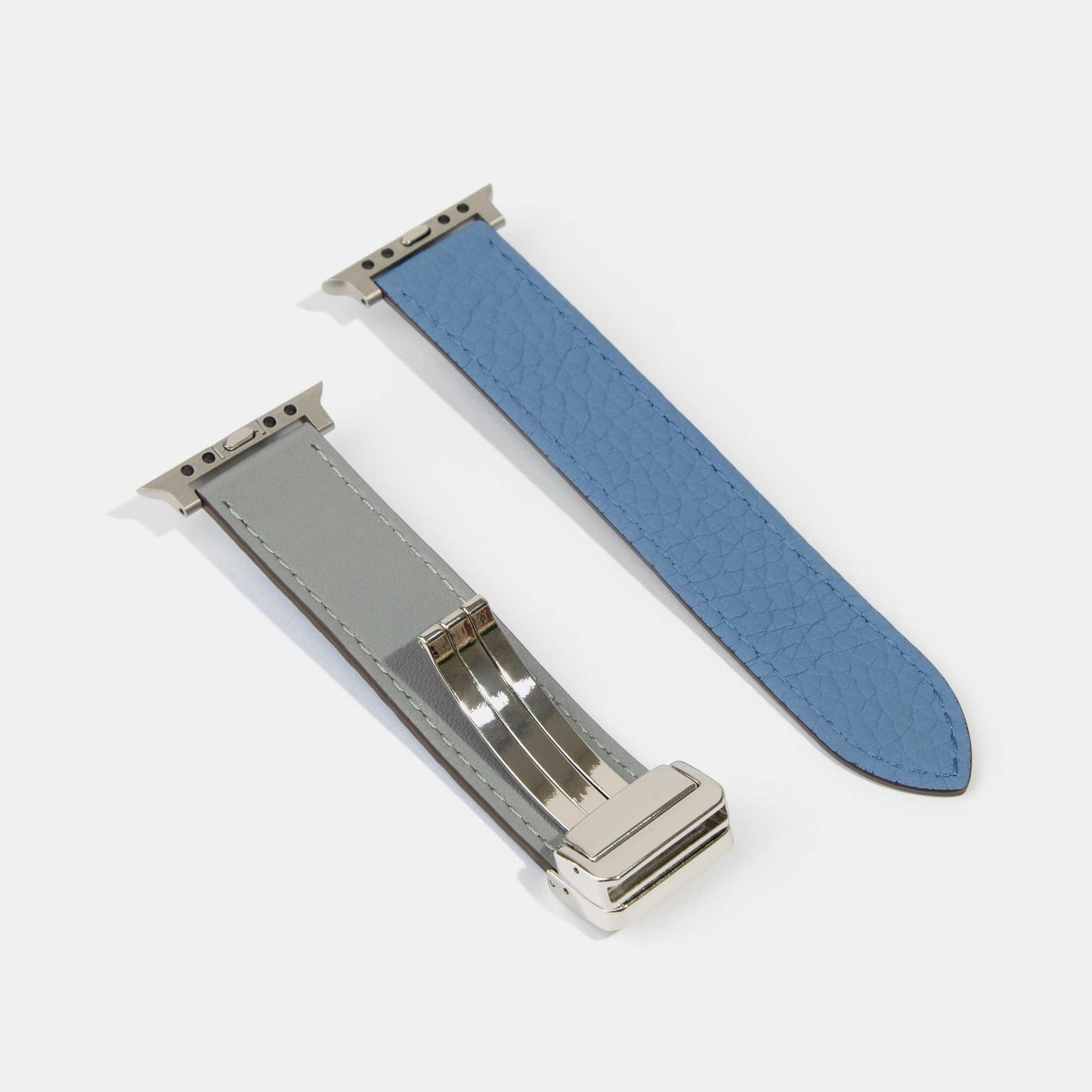Reversible 2.0 Magnetic Leather Apple Watch Band (Tool-Free) | Blue and Grey Detail