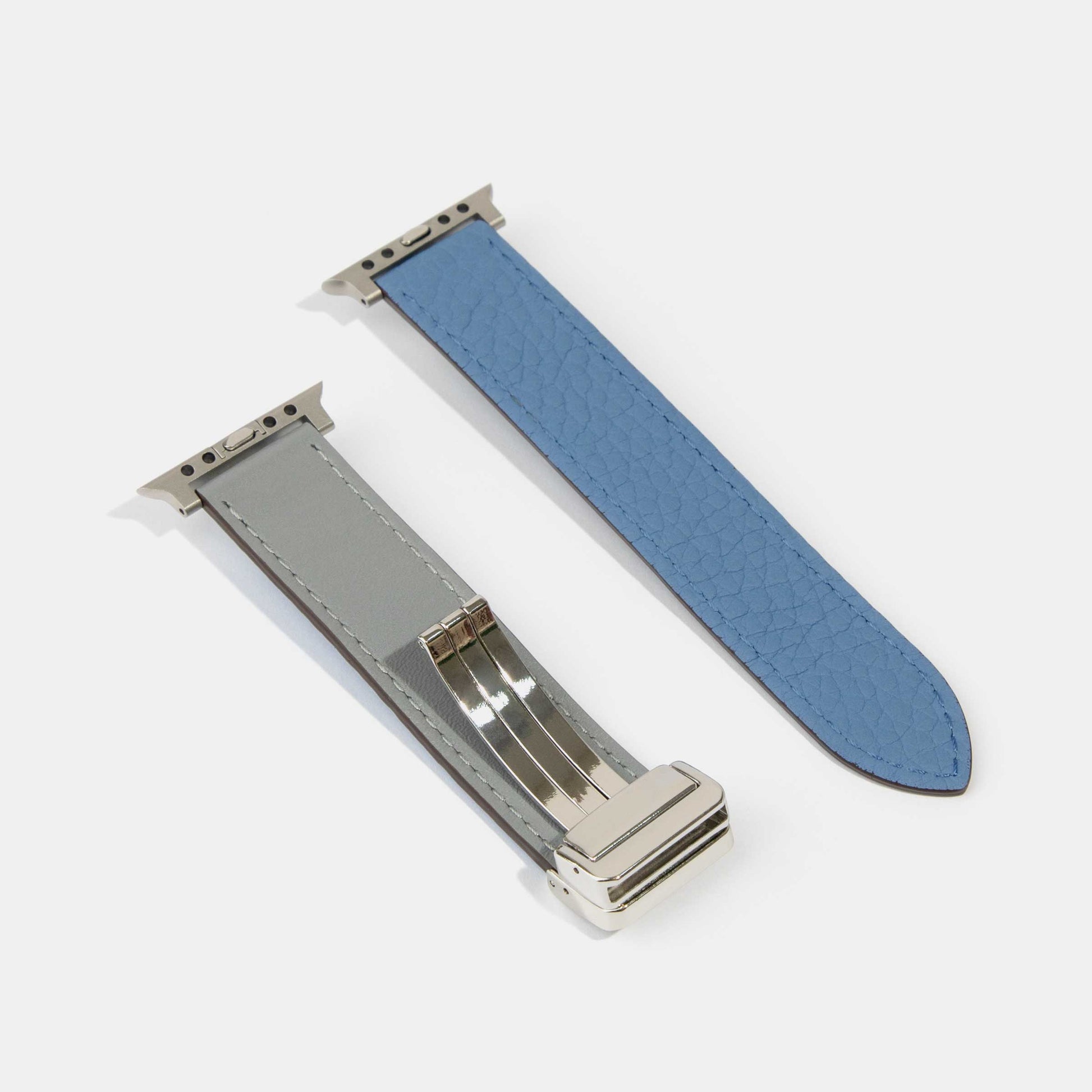 Reversible 2.0 Magnetic Leather Apple Watch Band (Tool-Free) | Blue and Grey Detail