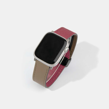 Reversible 2.0 Magnetic Leather Apple Watch Band (Tool-Free) | Fuchsia and Beige