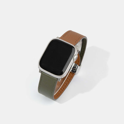 Reversible 2.0 Magnetic Leather Apple Watch Band (Tool-Free) | Green and Brown