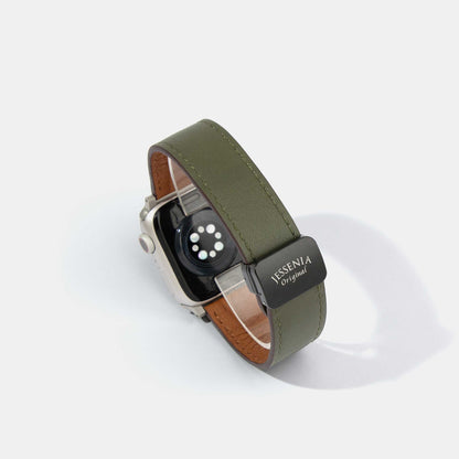 Reversible 2.0 Magnetic Leather Apple Watch Band (Tool-Free) | Green and Brown Back Side
