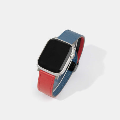 Reversible 2.0 Magnetic Leather Apple Watch Band (Tool-Free) | Red and Blue