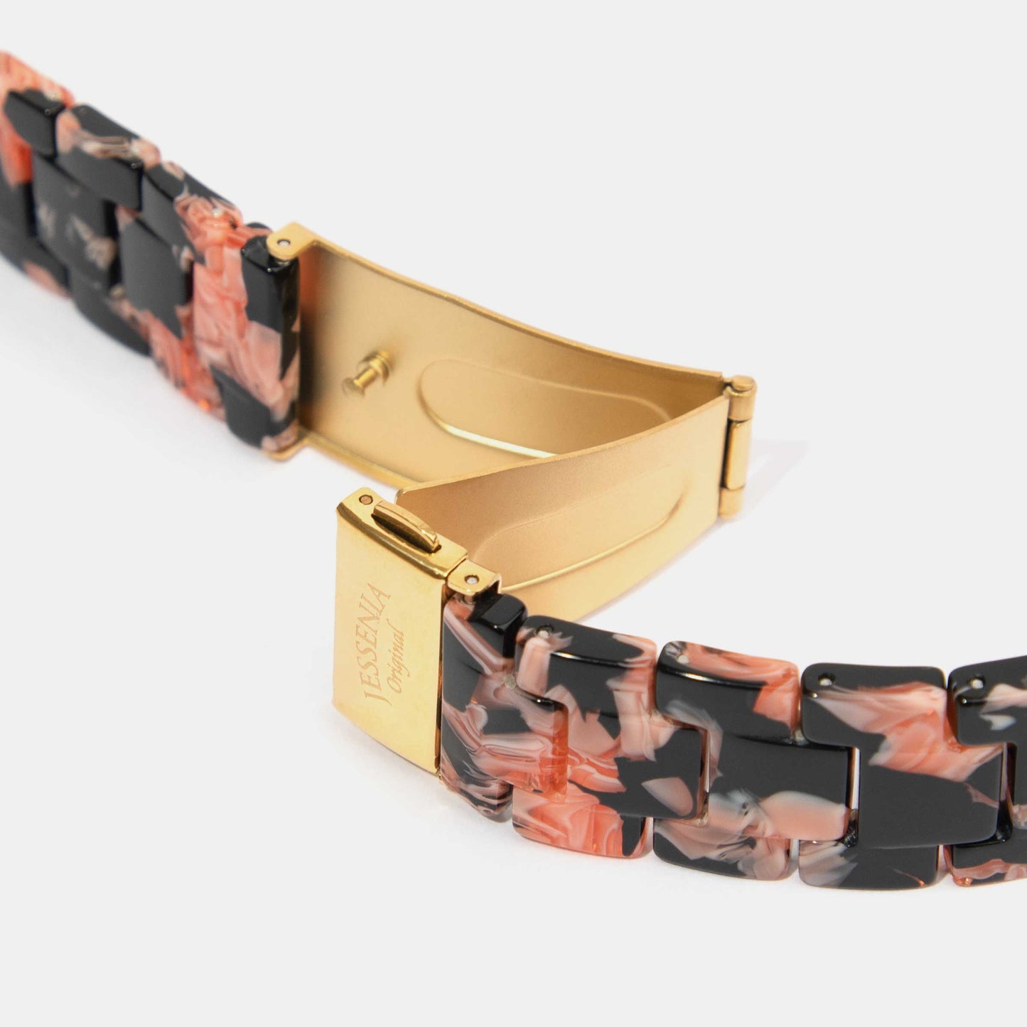 Black with Red Blossom Mosaic Pattern Epoxy Resin Watch Strap for Apple Watch