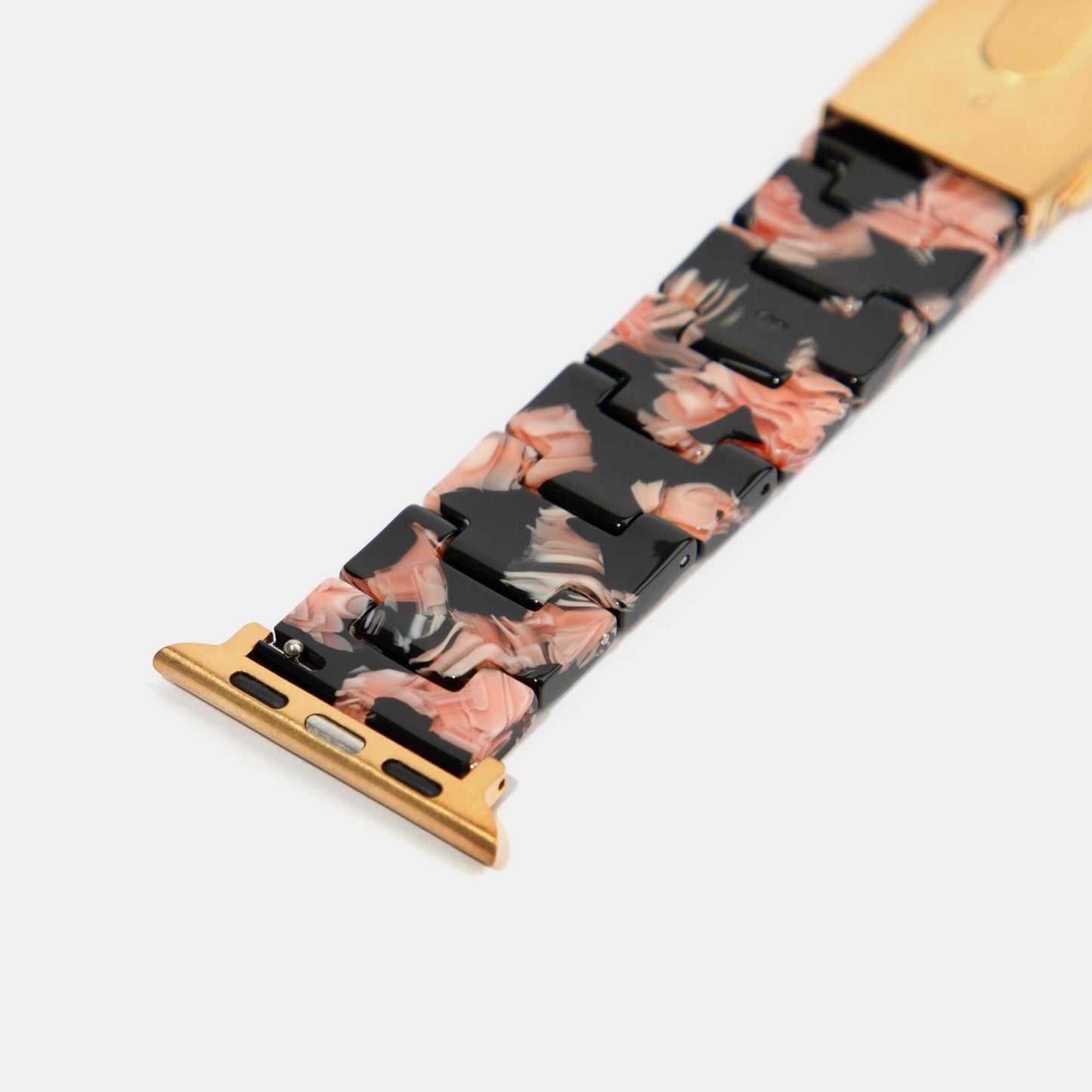 Black with Red Blossom Mosaic Pattern Epoxy Resin Watch Strap for Apple Watch