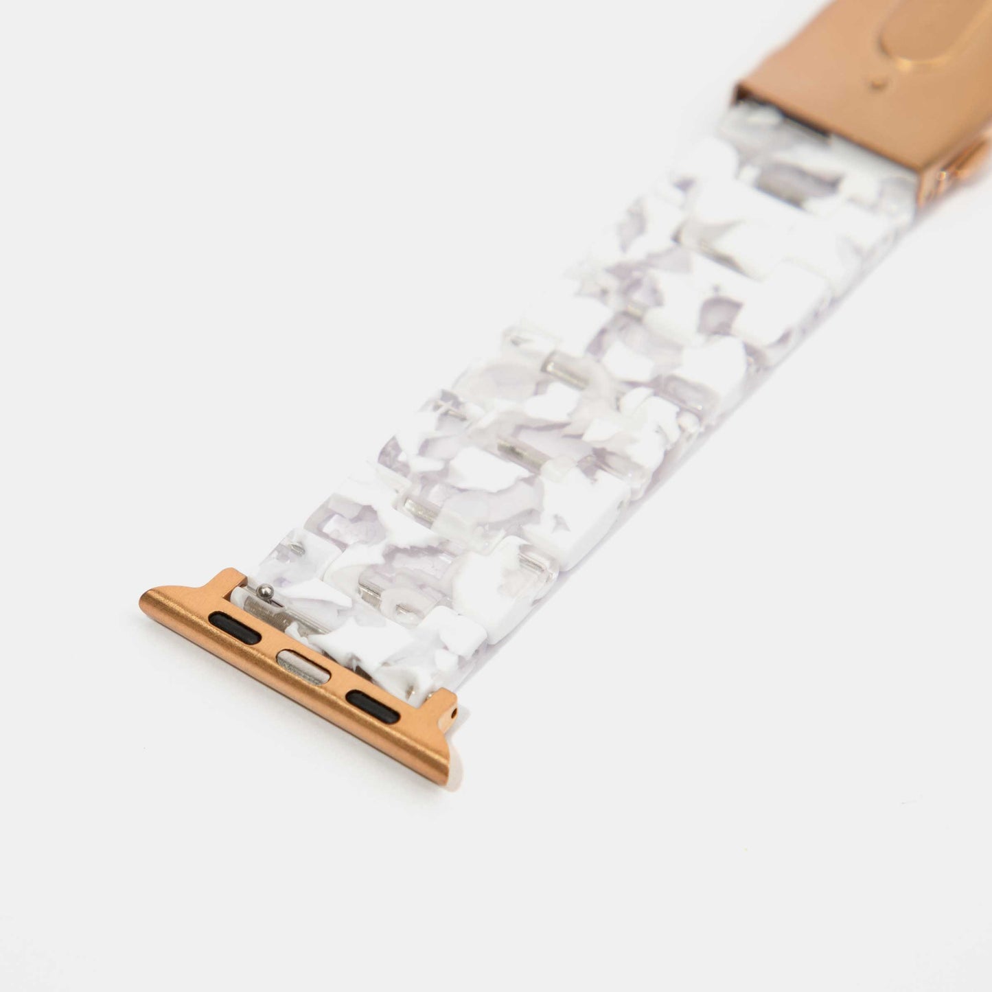 White with Black Blossom Mosaic Pattern Epoxy Resin Watch Strap for Apple Watch