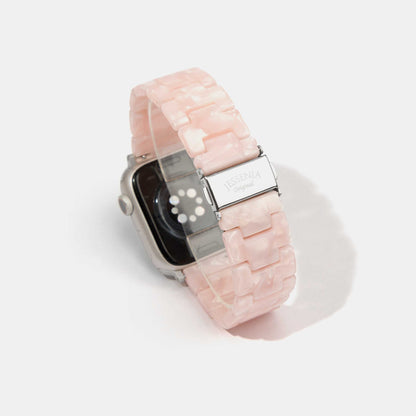 Pink Pearl Mosaic Pattern Epoxy Resin Watch Strap for Apple Watch