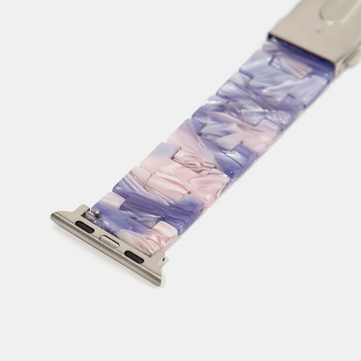 Purple Pink Marble Mosaic Pattern Epoxy Resin Watch Strap for Apple Watch Adapter