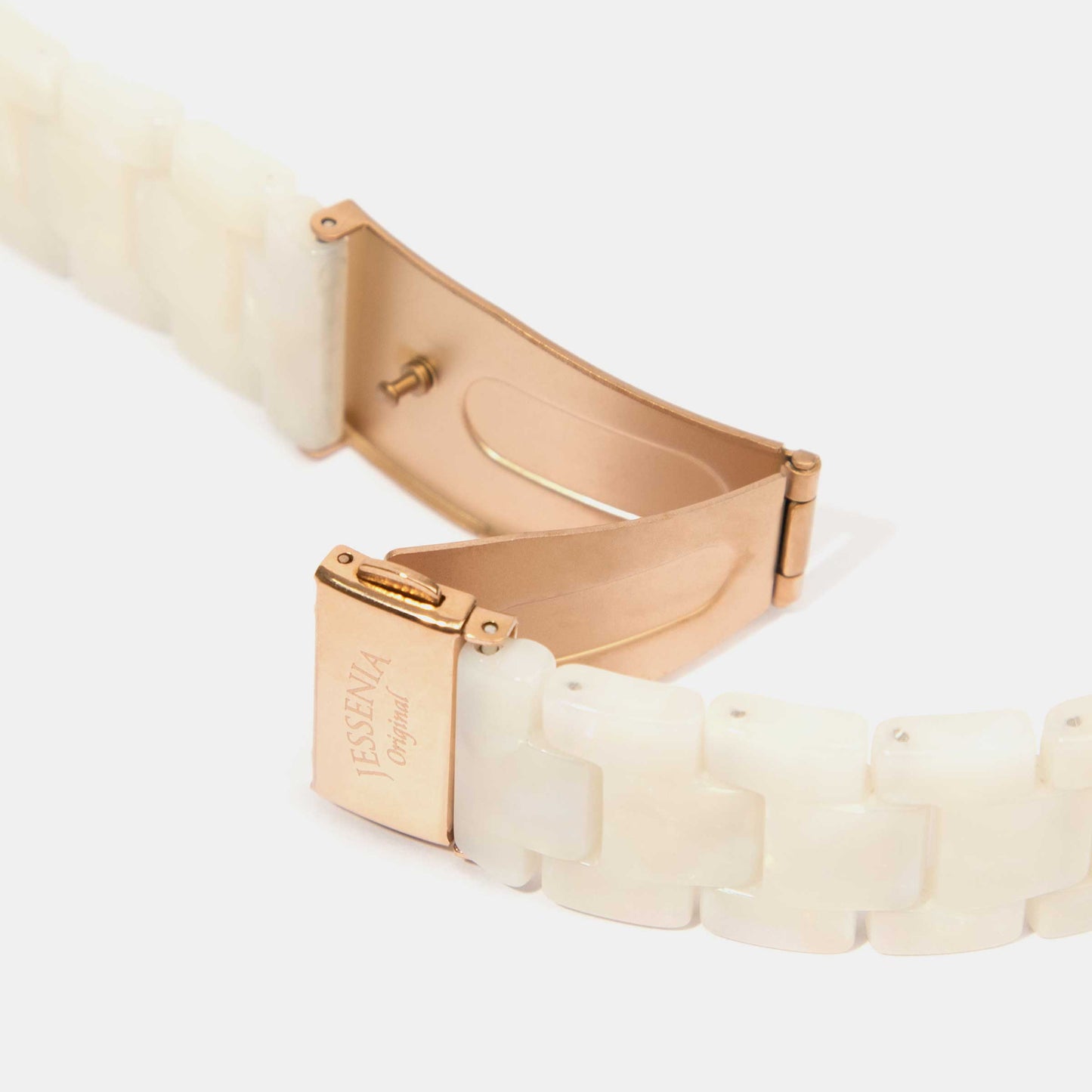 White Pearl Mosaic Pattern Epoxy Resin Watch Strap for Apple Watch