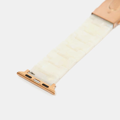 White Pearl Mosaic Pattern Epoxy Resin Watch Strap for Apple Watch