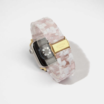 White Purple Marble Mosaic Pattern Epoxy Resin Watch Strap for Apple Watch