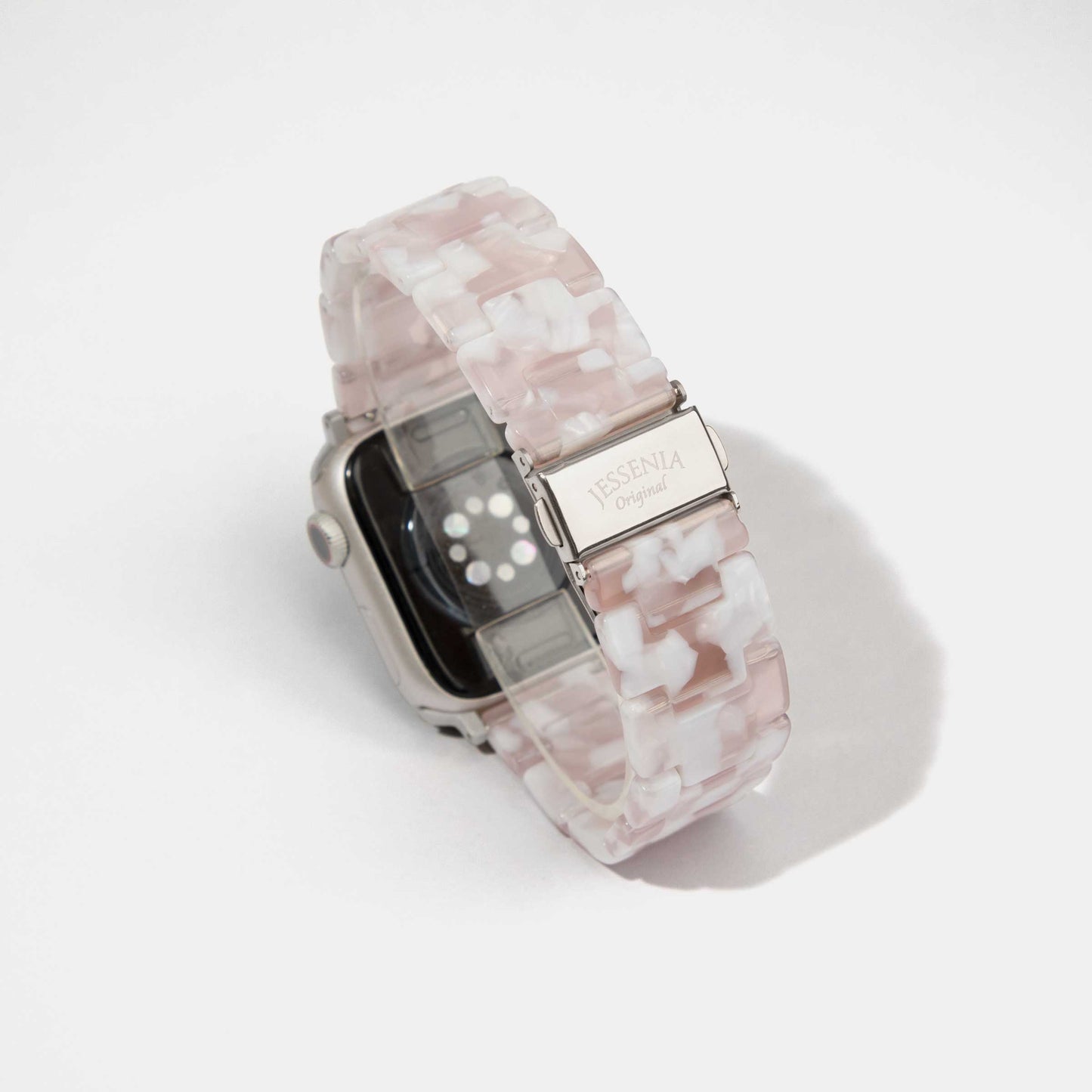 White Purple Marble Mosaic Pattern Epoxy Resin Watch Strap for Apple Watch