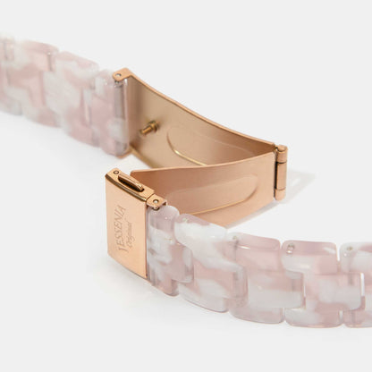 White Purple Marble Mosaic Pattern Epoxy Resin Watch Strap for Apple Watch