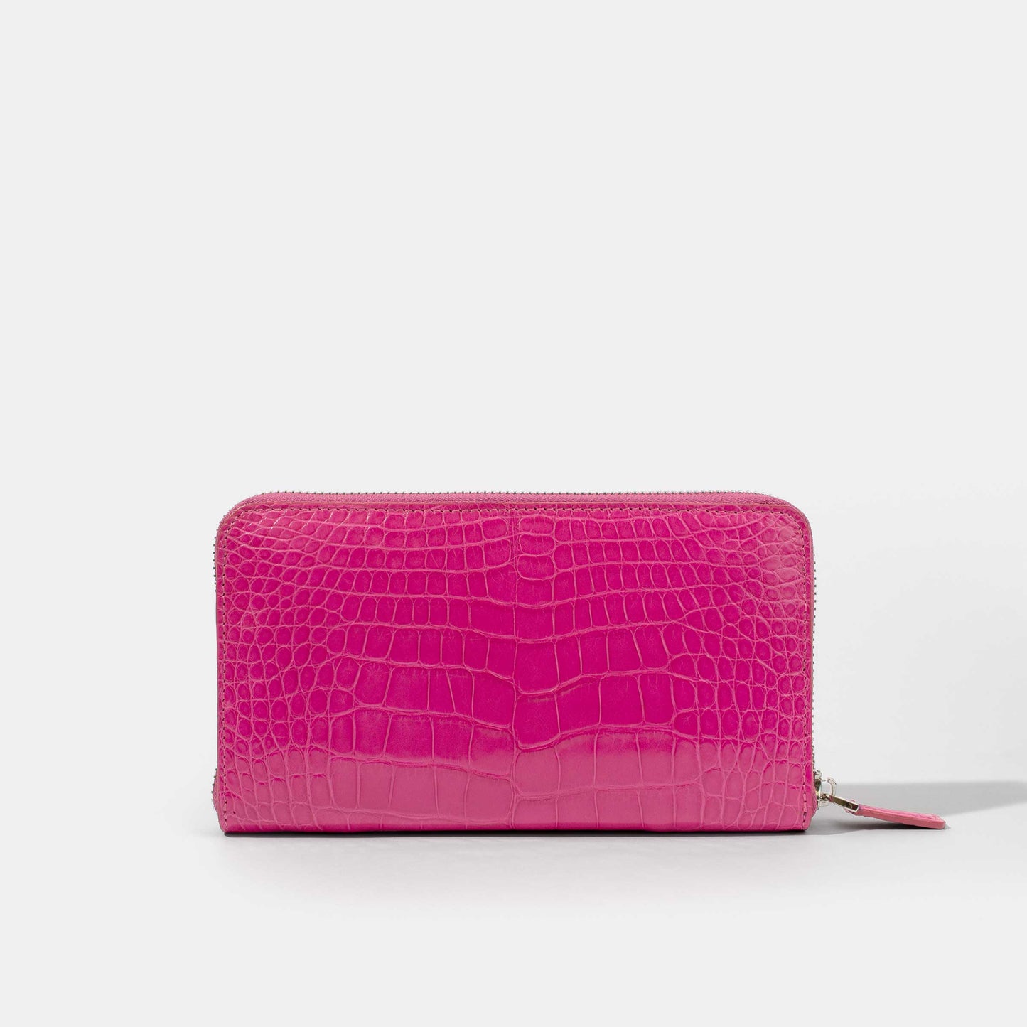 Hot Pink Shiny Alligator Women Long Wallet | Crocodile Leather Wallets