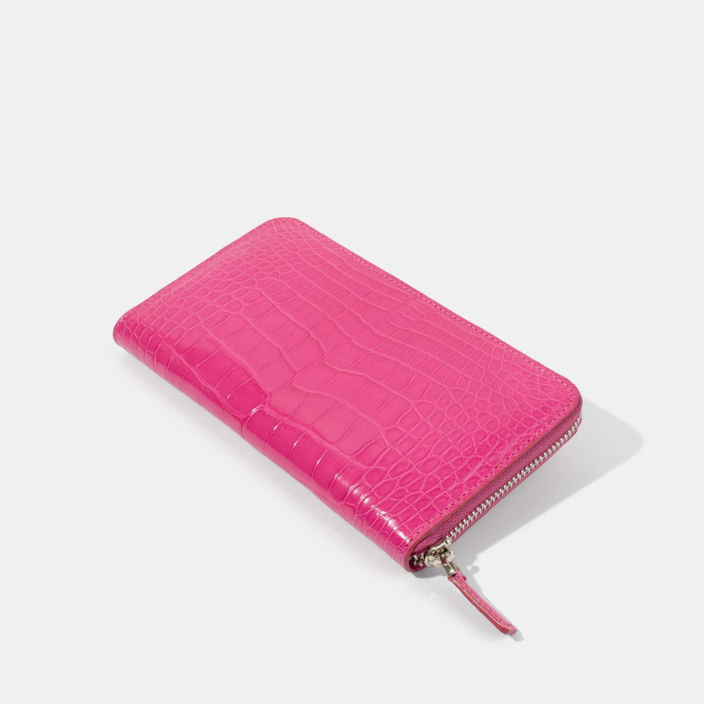 Hot Pink Shiny Alligator Women Long Wallet | Crocodile Leather Wallets