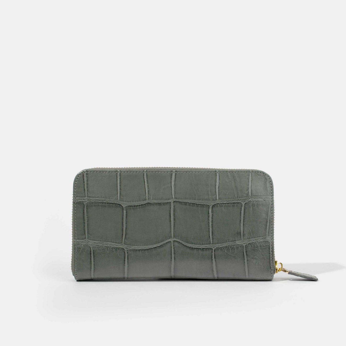 Grey Semi-Matte Alligator Women Long Wallet | Crocodile Leather Wallets