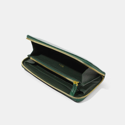 Dark Green Shiny Alligator Women Long Wallet | Crocodile Leather Wallets