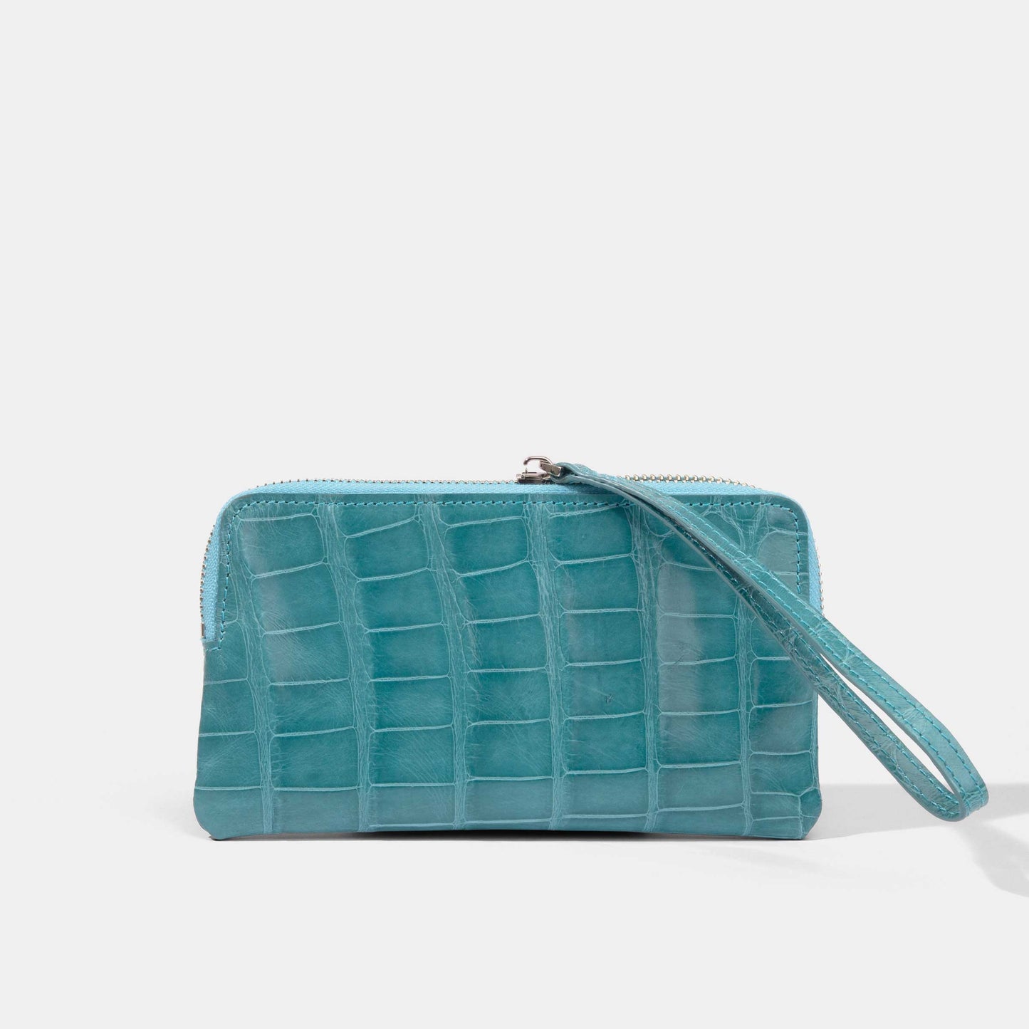 Teal Alligator Women Zip Pouch Wallet | Crocodile Leather Wallets