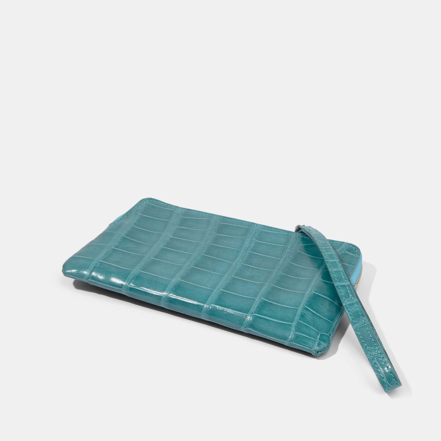 Teal Alligator Women Zip Pouch Wallet | Crocodile Leather Wallets