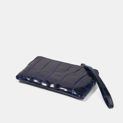 Blue Sapphire Alligator Women Zip Pouch Wallet | Crocodile Leather Wallets