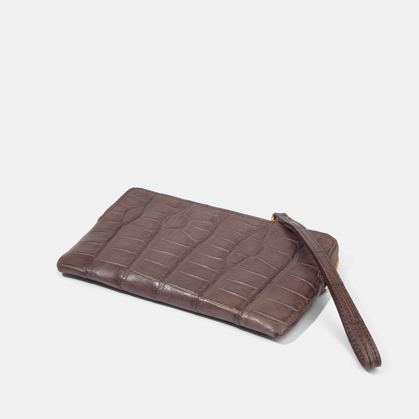 Mauve Brown Alligator Women Zip Pouch Wallet | Crocodile Leather Wallets