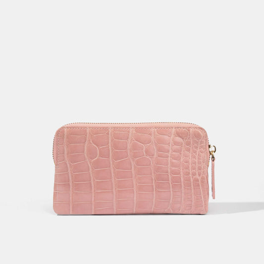 Pink Alligator Women Zip Pouch Wallet | Crocodile Leather Wallets