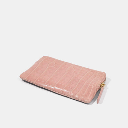 Pink Alligator Women Zip Pouch Wallet | Crocodile Leather Wallets