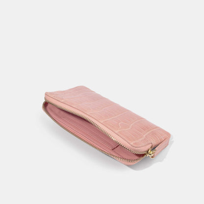 Pink Alligator Women Zip Pouch Wallet | Crocodile Leather Wallets