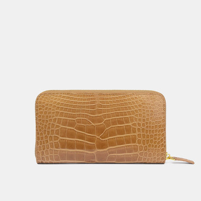 Light Brown Alligator Women Long Wallet | Crocodile Leather Wallets